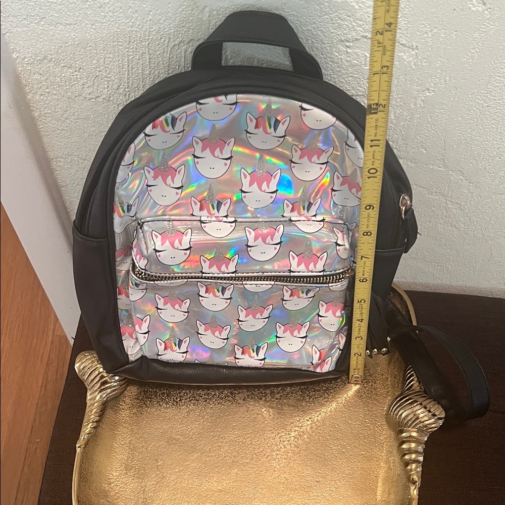#1604+ Holographic Unicorn Mini Backpack - Pink & Iridescent - Picture 6 of 11